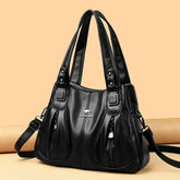 Women Zipper Pocket Leather Shoulder Bag